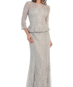 Formal Gowns May Queen - Laced Illusion Bateau Peplum Evening Dress