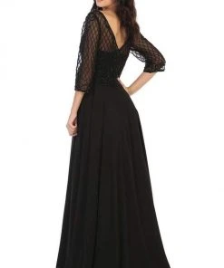 May Queen - Lattice Beaded Quarter Sleeve Dress RQ7821 Formal Gowns