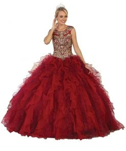 May Queen - LK104 Gilded Jewel Neck Ruffled Quinceanera Ballgown 11 May Queen - LK104 Gilded Jewel Neck Ruffled Quinceanera Ballgown
