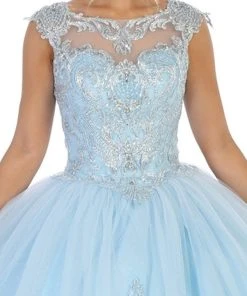 May Queen - LK115 Cap Sleeve Beaded Lace Corset Ballgown