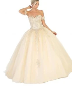 Formal Gowns May Queen - LK129 Embellished Sweetheart Ballgown