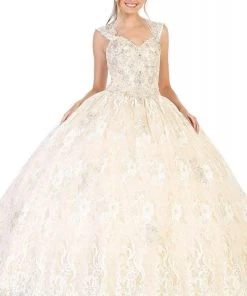 May Queen - LK131 Embroidered V-neck Ballgown Formal Gowns
