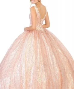 Formal Gowns May Queen - LK134 Embellished V-neck Ballgown