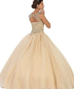 Formal Gowns May Queen - LK75 Lace Applique Illusion Neck Ball Gown 13 Formal Gowns May Queen - LK75 Lace Applique Illusion Neck Ball Gown