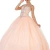 Formal Gowns May Queen - LK75 Lace Applique Illusion Neck Ball Gown