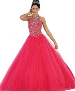 Formal Gowns May Queen - LK79 Jewel-Encrusted Halter Neck Ball Gown 13 Formal Gowns May Queen - LK79 Jewel-Encrusted Halter Neck Ball Gown