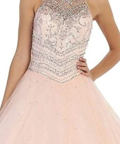 Formal Gowns May Queen - LK79 Jewel-Encrusted Halter Neck Ball Gown 9 Formal Gowns May Queen - LK79 Jewel-Encrusted Halter Neck Ball Gown