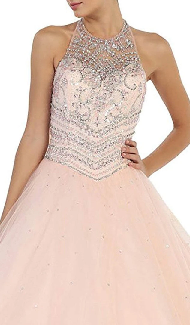 Formal Gowns May Queen - LK79 Jewel-Encrusted Halter Neck Ball Gown 4 Formal Gowns May Queen - LK79 Jewel-Encrusted Halter Neck Ball Gown