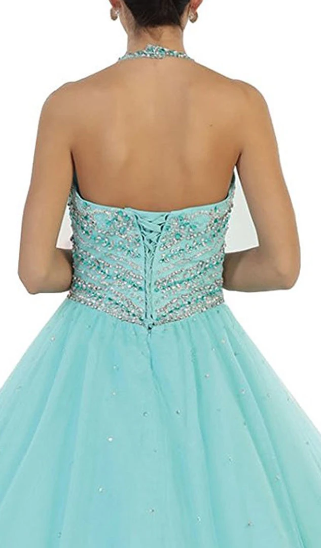 Formal Gowns May Queen - LK79 Jewel-Encrusted Halter Neck Ball Gown 7 Formal Gowns May Queen - LK79 Jewel-Encrusted Halter Neck Ball Gown