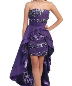 Formal Gowns May Queen - MQ 785 Embellished Ruched High Low Formal Dress 15 Formal Gowns May Queen - MQ 785 Embellished Ruched High Low Formal Dress