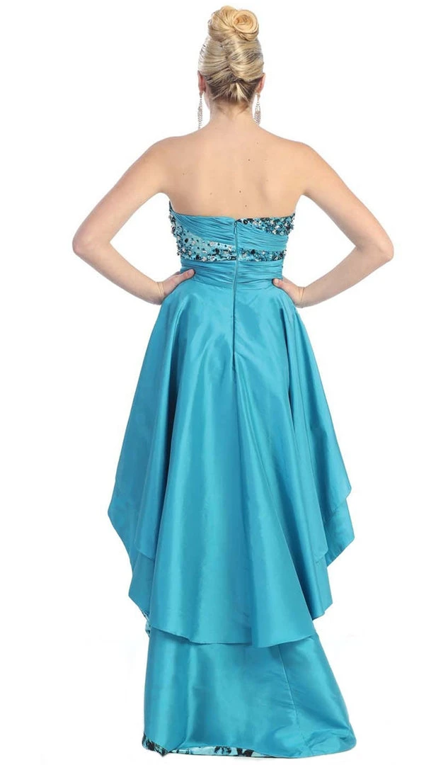 Formal Gowns May Queen - MQ 785 Embellished Ruched High Low Formal Dress 5 Formal Gowns May Queen - MQ 785 Embellished Ruched High Low Formal Dress