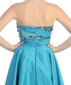 Formal Gowns May Queen - MQ 785 Embellished Ruched High Low Formal Dress 12 Formal Gowns May Queen - MQ 785 Embellished Ruched High Low Formal Dress