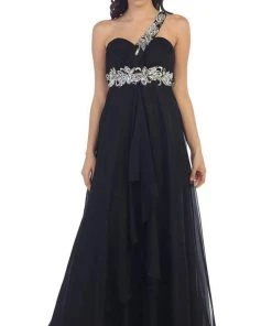 Formal Gowns May Queen - MQ1028 Ornate Strap Ruched Sweetheart A-line Prom Dress