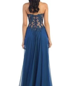 May Queen - MQ1117 Illusion Paneled Strapless A-line Prom Dress Formal Gowns 11 May Queen - MQ1117 Illusion Paneled Strapless A-line Prom Dress Formal Gowns