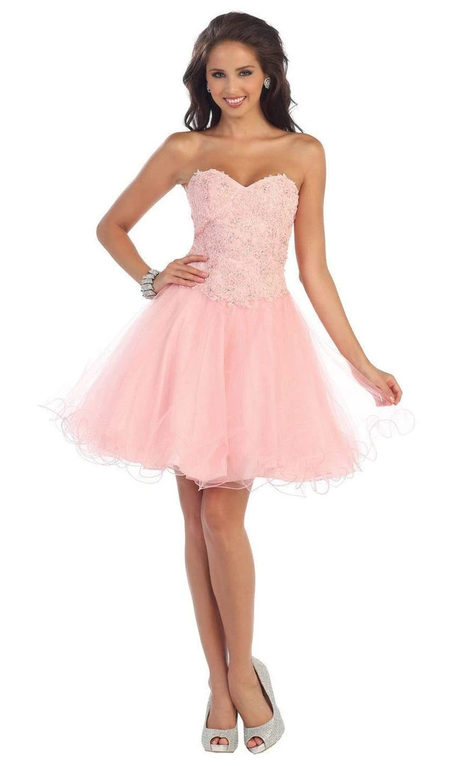 May Queen - MQ1215 Strapless Laced Sweetheart A-Line Cocktail Dress 7 May Queen - MQ1215 Strapless Laced Sweetheart A-Line Cocktail Dress