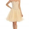 May Queen - MQ1215 Strapless Laced Sweetheart A-Line Cocktail Dress