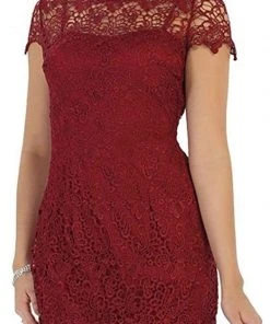 May Queen - MQ1253 Stylish Cap Sleeve Lace Formal Dress Cocktail Dresses