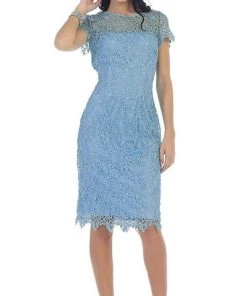 May Queen - MQ1253 Stylish Cap Sleeve Lace Formal Dress Cocktail Dresses