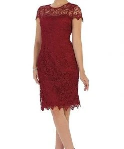 May Queen - MQ1253 Stylish Cap Sleeve Lace Formal Dress Cocktail Dresses