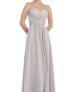 May Queen - MQ1266B Laced-Up Illusion Neck A-Line Prom Dress Formal Gowns
