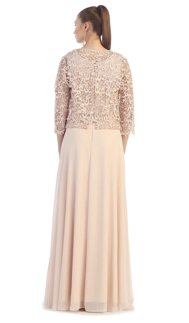 May Queen - MQ1288 Exquisite Bateau Lace Long Evening Dress With Lace Jacket Formal Gowns 6 May Queen - MQ1288 Exquisite Bateau Lace Long Evening Dress With Lace Jacket Formal Gowns