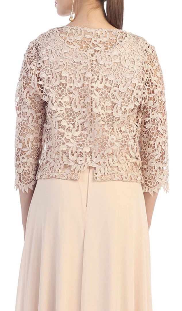 May Queen - MQ1288 Exquisite Bateau Lace Long Evening Dress With Lace Jacket Formal Gowns 7 May Queen - MQ1288 Exquisite Bateau Lace Long Evening Dress With Lace Jacket Formal Gowns