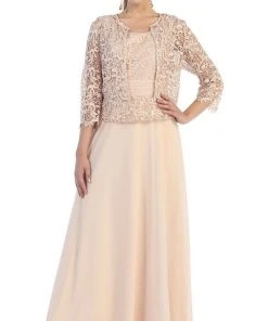 May Queen - MQ1288 Exquisite Bateau Lace Long Evening Dress With Lace Jacket Formal Gowns 10 May Queen - MQ1288 Exquisite Bateau Lace Long Evening Dress With Lace Jacket Formal Gowns