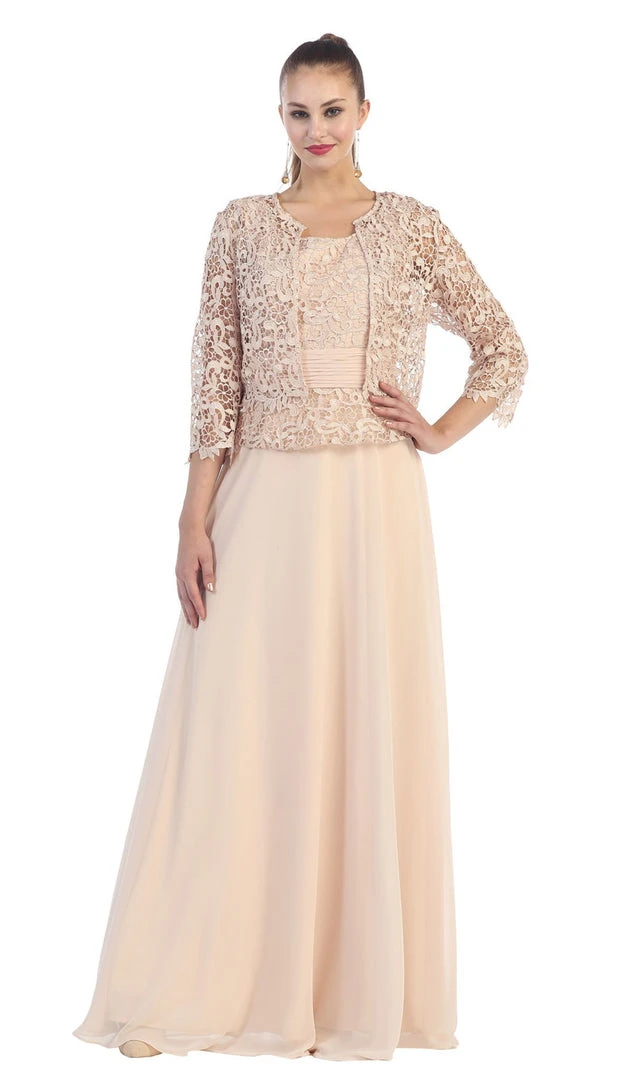 May Queen - MQ1288 Exquisite Bateau Lace Long Evening Dress With Lace Jacket Formal Gowns 4 May Queen - MQ1288 Exquisite Bateau Lace Long Evening Dress With Lace Jacket Formal Gowns