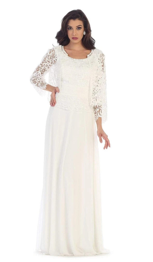 May Queen - MQ1288 Exquisite Bateau Lace Long Evening Dress With Lace Jacket Formal Gowns 3 May Queen - MQ1288 Exquisite Bateau Lace Long Evening Dress With Lace Jacket Formal Gowns