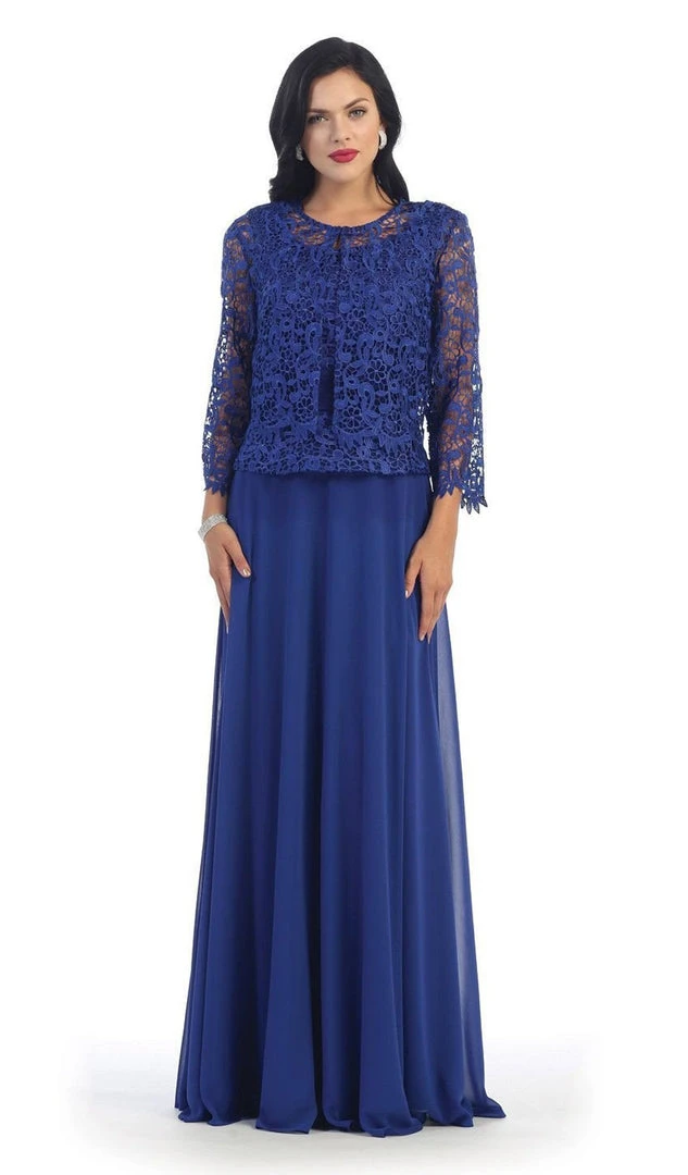 May Queen - MQ1288 Exquisite Bateau Lace Long Evening Dress With Lace Jacket Formal Gowns 8 May Queen - MQ1288 Exquisite Bateau Lace Long Evening Dress With Lace Jacket Formal Gowns