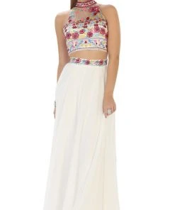Formal Gowns May Queen - MQ1421 Multi-Floral Embroidered Bodice Two Piece Long Evening Dress