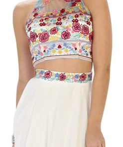 Formal Gowns May Queen - MQ1421 Multi-Floral Embroidered Bodice Two Piece Long Evening Dress 9 Formal Gowns May Queen - MQ1421 Multi-Floral Embroidered Bodice Two Piece Long Evening Dress