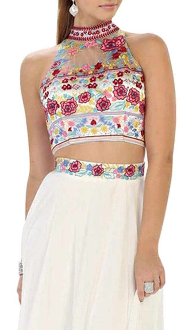 Formal Gowns May Queen - MQ1421 Multi-Floral Embroidered Bodice Two Piece Long Evening Dress 4 Formal Gowns May Queen - MQ1421 Multi-Floral Embroidered Bodice Two Piece Long Evening Dress