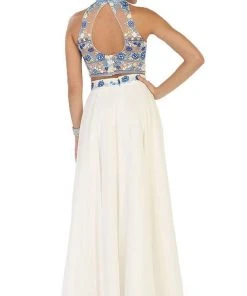 Formal Gowns May Queen - MQ1421 Multi-Floral Embroidered Bodice Two Piece Long Evening Dress 13 Formal Gowns May Queen - MQ1421 Multi-Floral Embroidered Bodice Two Piece Long Evening Dress