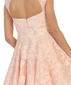 Cocktail Dresses May Queen - MQ1464 Cap Sleeve Floral Tulle Cocktail Dress