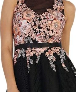 May Queen - MQ1465 Sleeveless Floral Cocktail Dress Cocktail Dresses 10 May Queen - MQ1465 Sleeveless Floral Cocktail Dress Cocktail Dresses