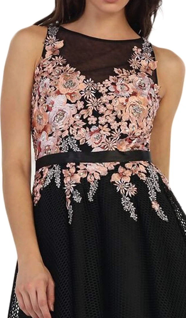 May Queen - MQ1465 Sleeveless Floral Cocktail Dress Cocktail Dresses 6 May Queen - MQ1465 Sleeveless Floral Cocktail Dress Cocktail Dresses