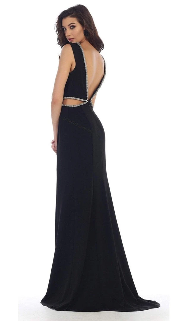 Formal Gowns May Queen - MQ1468 Sleeveless Embellished Low V-Back Evening Dress 8 Formal Gowns May Queen - MQ1468 Sleeveless Embellished Low V-Back Evening Dress