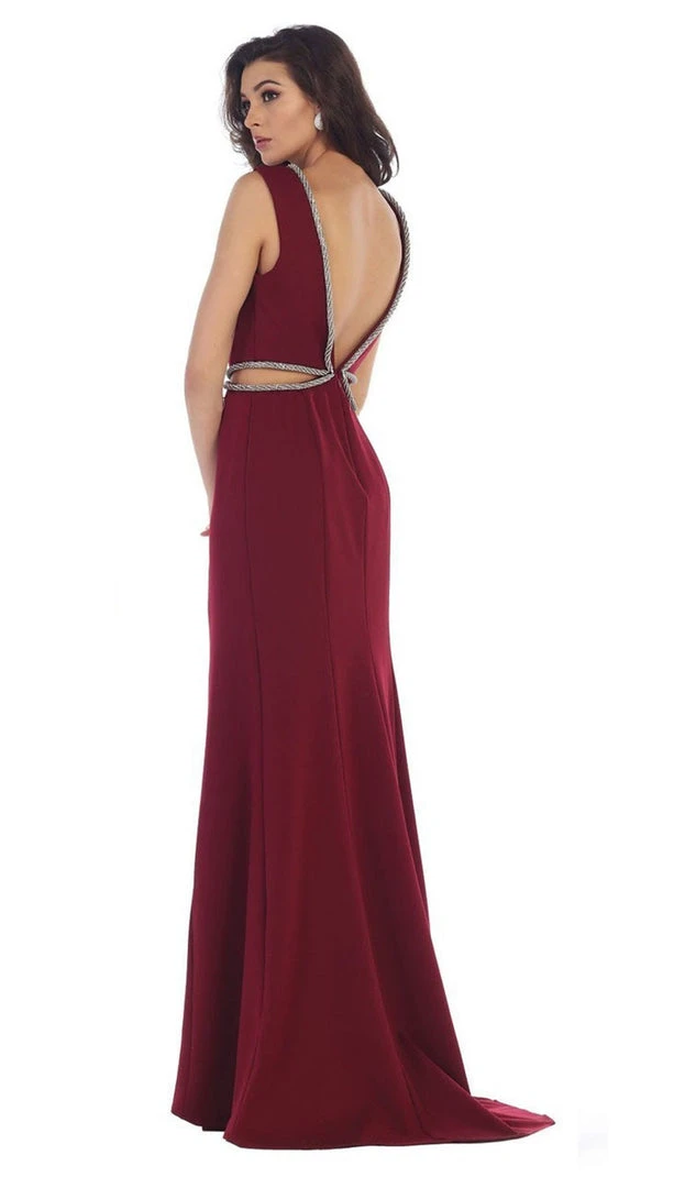 Formal Gowns May Queen - MQ1468 Sleeveless Embellished Low V-Back Evening Dress 5 Formal Gowns May Queen - MQ1468 Sleeveless Embellished Low V-Back Evening Dress