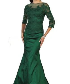 Formal Gowns May Queen - MQ1501 Beaded Illusion Bateau Trumpet Evening Dress