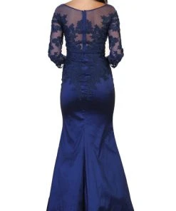 Formal Gowns May Queen - MQ1501 Beaded Illusion Bateau Trumpet Evening Dress 17 Formal Gowns May Queen - MQ1501 Beaded Illusion Bateau Trumpet Evening Dress