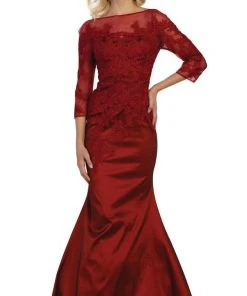 Formal Gowns May Queen - MQ1501 Beaded Illusion Bateau Trumpet Evening Dress 12 Formal Gowns May Queen - MQ1501 Beaded Illusion Bateau Trumpet Evening Dress