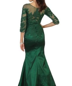 Formal Gowns May Queen - MQ1501 Beaded Illusion Bateau Trumpet Evening Dress