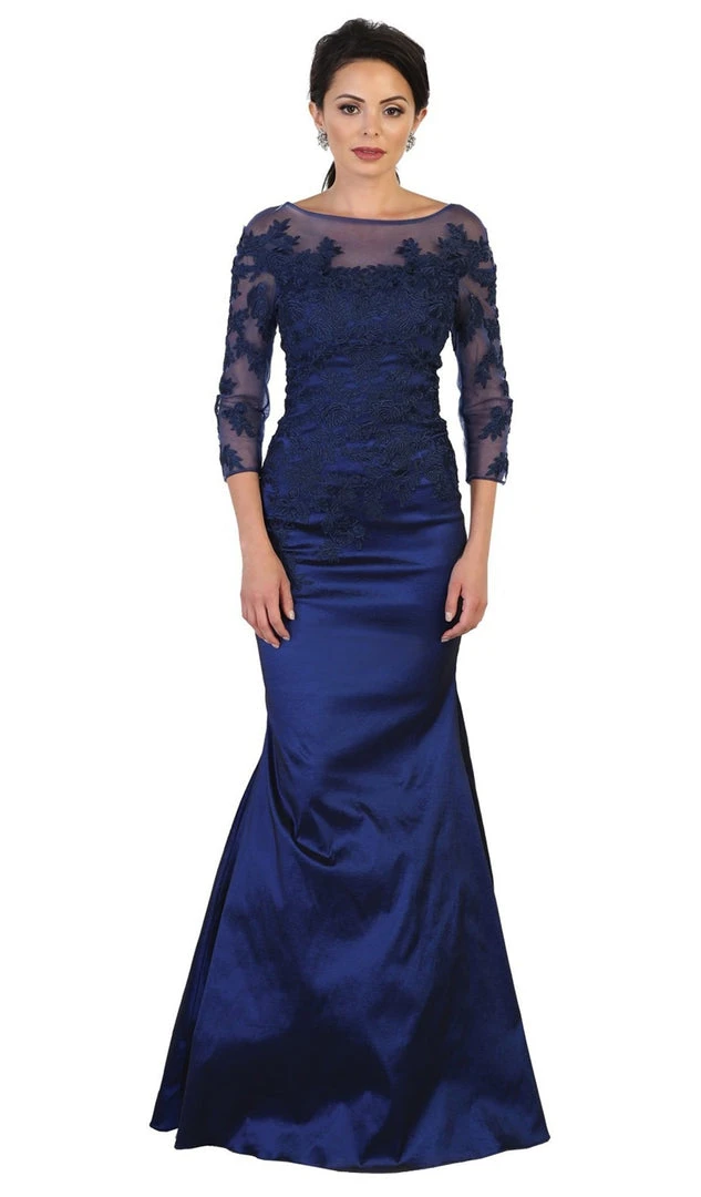 Formal Gowns May Queen - MQ1501 Beaded Illusion Bateau Trumpet Evening Dress 9 Formal Gowns May Queen - MQ1501 Beaded Illusion Bateau Trumpet Evening Dress