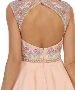 Cocktail Dresses May Queen - MQ1535 Floral Detailed Illusion Jewel A-line Cocktail Dress 12 Cocktail Dresses May Queen - MQ1535 Floral Detailed Illusion Jewel A-line Cocktail Dress