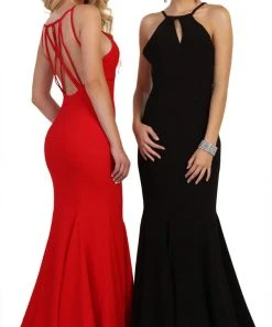 May Queen - MQ1578 Keyhole Cutout Halter Trumpet Gown
