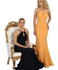 May Queen - MQ1578 Keyhole Cutout Halter Trumpet Gown