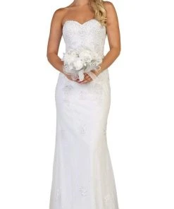 May Queen - MQ1585 Embroidered Sweetheart Sheath Dress With Train Formal Gowns 12 May Queen - MQ1585 Embroidered Sweetheart Sheath Dress With Train Formal Gowns