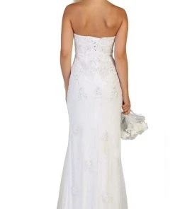 May Queen - MQ1585 Embroidered Sweetheart Sheath Dress With Train Formal Gowns 13 May Queen - MQ1585 Embroidered Sweetheart Sheath Dress With Train Formal Gowns