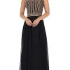 May Queen - MQ1586 Stripe Beaded Illusion Jewel Chiffon Gown Formal Gowns